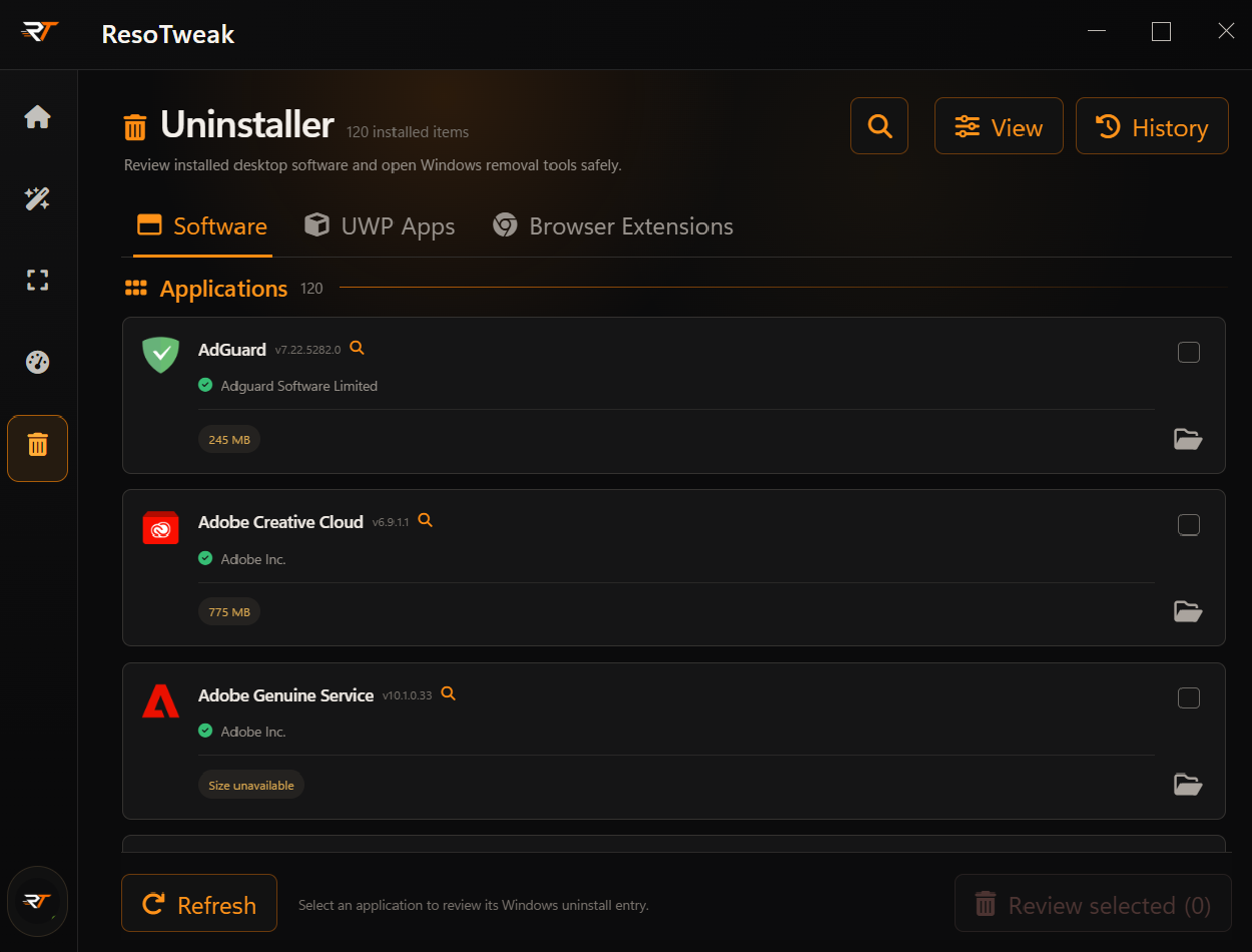ResoTweak Uninstaller